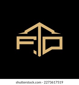 FTO Letter Logo Design Vector. FTO monogram polygon building shape cut Logo.