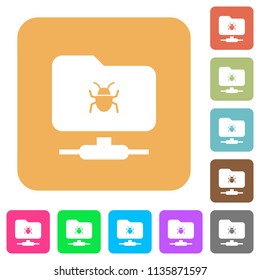 FTP bug flat icons on rounded square vivid color backgrounds.