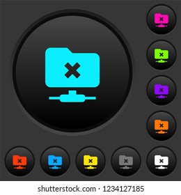 FTP cancel operation dark push buttons with vivid color icons on dark grey background