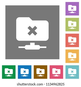 FTP cancel operation flat icons on simple color square backgrounds