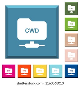 FTP change working directory white icons on edged square buttons in various trendy colors