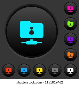 FTP directory owner dark push buttons with vivid color icons on dark grey background