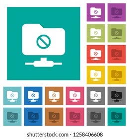 FTP disabled multi colored flat icons on plain square backgrounds. Included white and darker icon variations for hover or active effects.