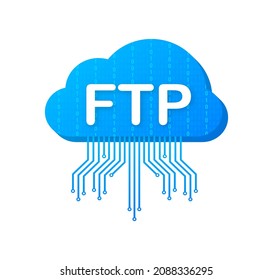 Icono de transferencia de archivos FTP. Icono de tecnología FTP. Transferir datos al servidor. Ilustración vectorial.
