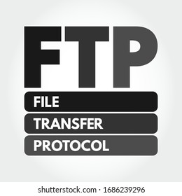 FTP - File Transfer Protocol acronym, technology concept background