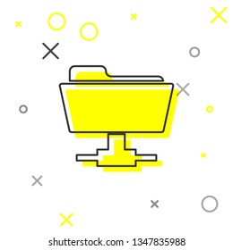FTP folder line icon isolated on white background. Concept of software update, ftp transfer protocol, router, teamwork tool management, copy process, info. Vector Illustration