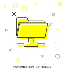  FTP folder line icon isolated on white background. Concept of software update, ftp transfer protocol, router, teamwork tool management, copy process, info. Vector Illustration