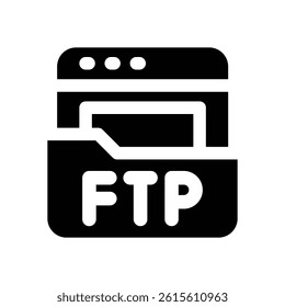 ftp glyph icon. Strong and solid vector icon for websites, mobile interfaces, presentations, and visual branding. High quality and easy to edit.