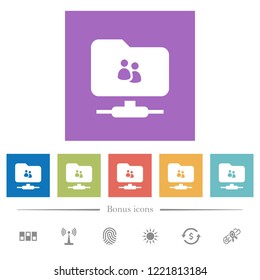 FTP group flat white icons in square backgrounds. 6 bonus icons included.