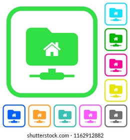 FTP home directory vivid colored flat icons in curved borders on white background