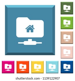 FTP home directory white icons on edged square buttons in various trendy colors