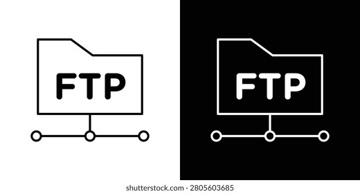 FTP icon black lineart editable vectors pack