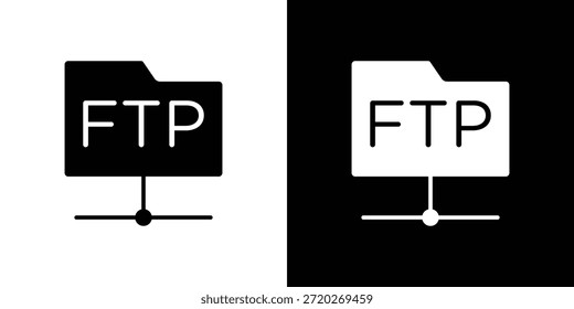 Icono de FTP. Icono de diseño plano simple en blanco y negro