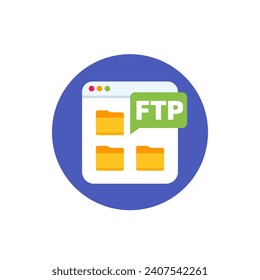 FTP icon with file folders, flat design