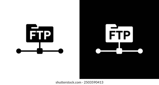 FTP icon Flat vector set outline