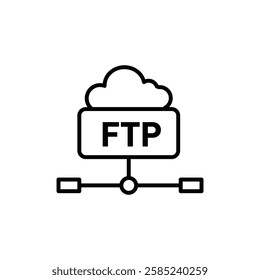 FTP icon Flat vector set outline