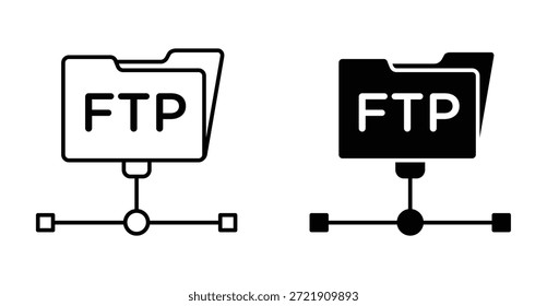 Icono de FTP. Línea con trazo editable y plano para el Web