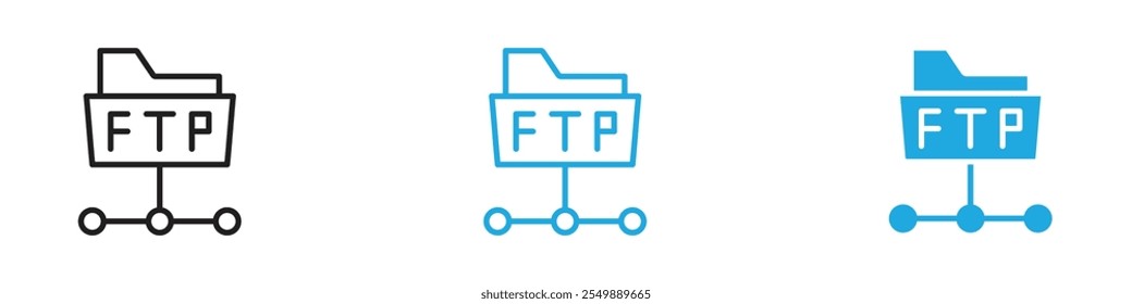 FTP icon Outline vector line set
