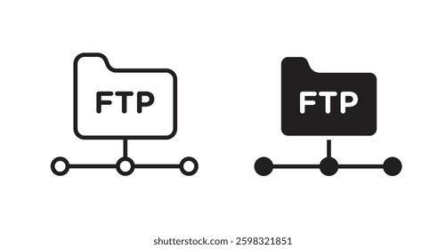 FTP icon outlined icon vector collection.