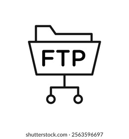 FTP icon Simple thin line flat symbol