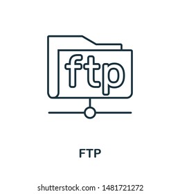 Ftp icon. Thin outline style design from web hosting icons collection. Creative Ftp icon for web design, apps, software, print usage.