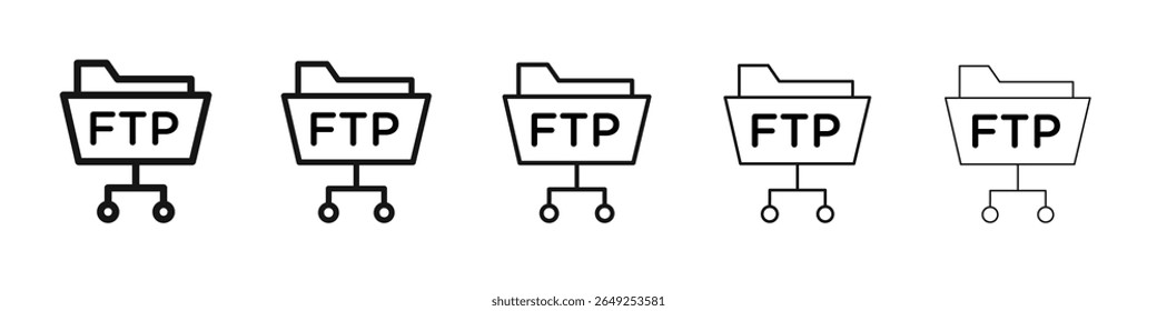 FTP-Symbol, Vektorumriss-Set-Illustrationszeichen