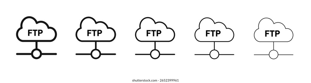 ícone FTP vetor estrutura de tópicos definir sinal de ilustração