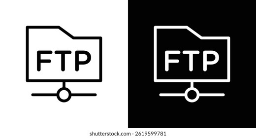 Símbolo del Vector del icono del FTP en estilo plano de moda