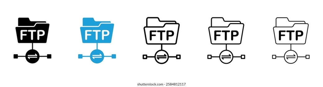 FTP icons collection vectors in black and blue