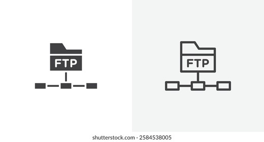 FTP icons vectors illustrations in black fill and liner versions