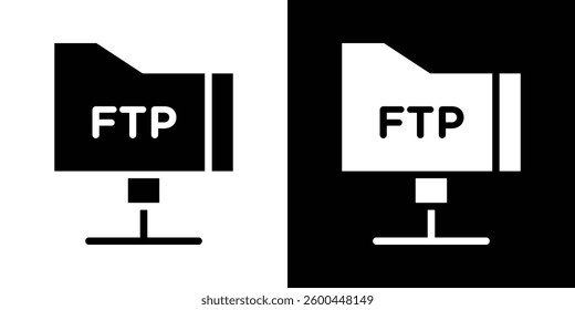 FTP icons vectors set in solid style.