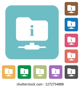FTP information white flat icons on color rounded square backgrounds
