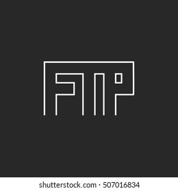 FTP lettering logo monogram, communication technology t-shirt print mockup