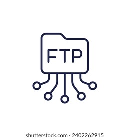 FTP line icon with file folder