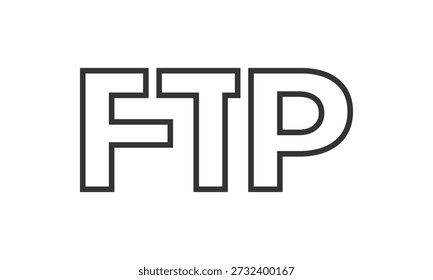 FTP logo design template with strong and modern bold text. Initial based vector logotype featuring simple and minimal typography. Trendy company identity ideal for businesses brand presence.
