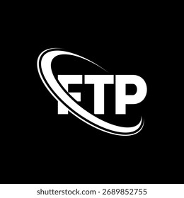 FTP-Logo. FTP-Brief. FTP-Logo-Design. Initialen FTP-Logo mit Kreis- und Großbuchstaben-Monogramm-Logo verknüpft. FTP-Typografie für Technologie, Business und Immobilien Marke.