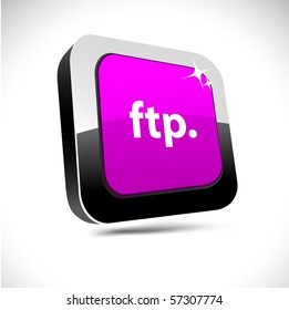 FTP metallic 3d vibrant square icon.
