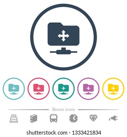 FTP move flat color icons in round outlines. 6 bonus icons included.