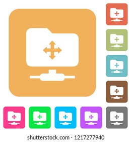 FTP move flat icons on rounded square vivid color backgrounds.