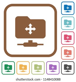 FTP move simple icons in color rounded square frames on white background