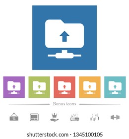 FTP navigate up flat white icons in square backgrounds. 6 bonus icons included.