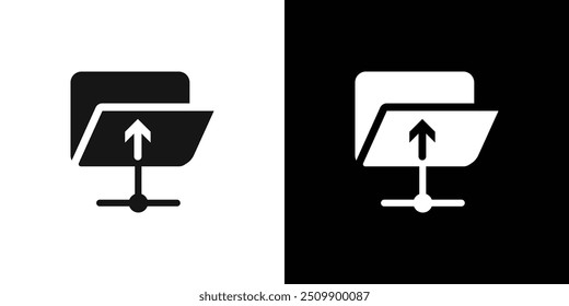 FTP navigate up icon Black line art vector logo set