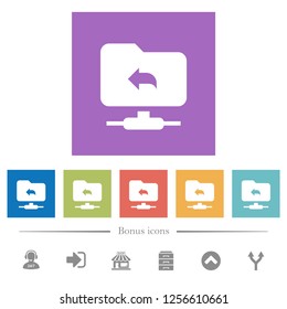 FTP parent directory flat white icons in square backgrounds. 6 bonus icons included.