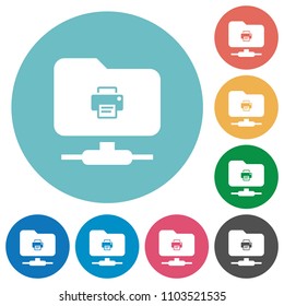 FTP print flat white icons on round color backgrounds