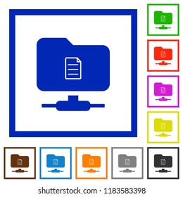 FTP properties flat color icons in square frames on white background