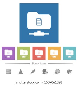 FTP properties flat white icons in square backgrounds. 6 bonus icons included.