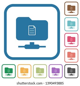 FTP properties simple icons in color rounded square frames on white background