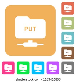 FTP put flat icons on rounded square vivid color backgrounds.