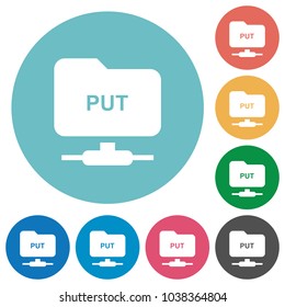 FTP put flat white icons on round color backgrounds