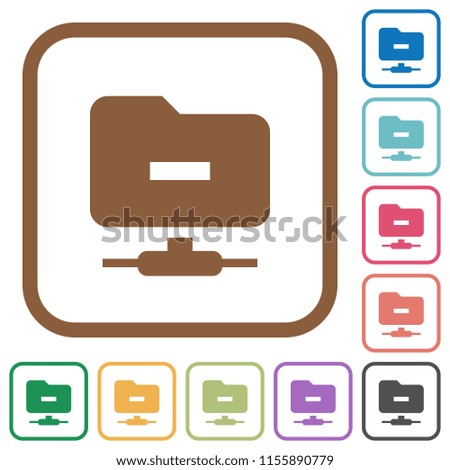 FTP remove simple icons in color rounded square frames on white background